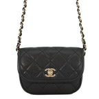 Chanel Chain Shoulder Bag Quilted CC Logo Grained Calfskin