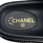 Chanel Sandals CC Logo Quilted Leather 38c Shoes Black — view 8