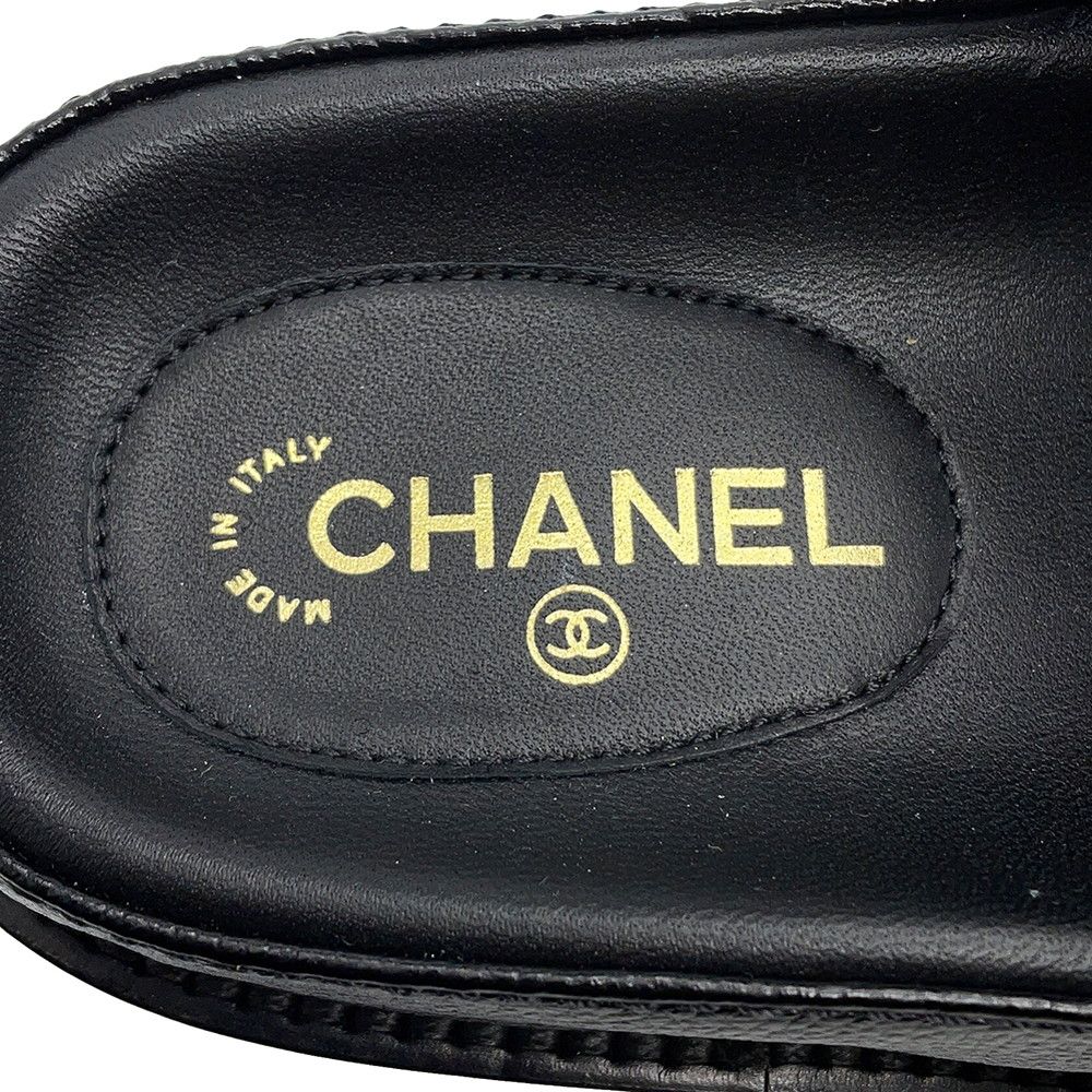 Chanel Sandals CC Logo Quilted Leather 38c Shoes Black — view 8