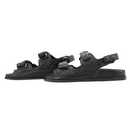 Chanel Sandals CC Logo Quilted Leather 38c Shoes Black — view 2