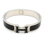 Hermes Bangle Click Silver Black Bracelet