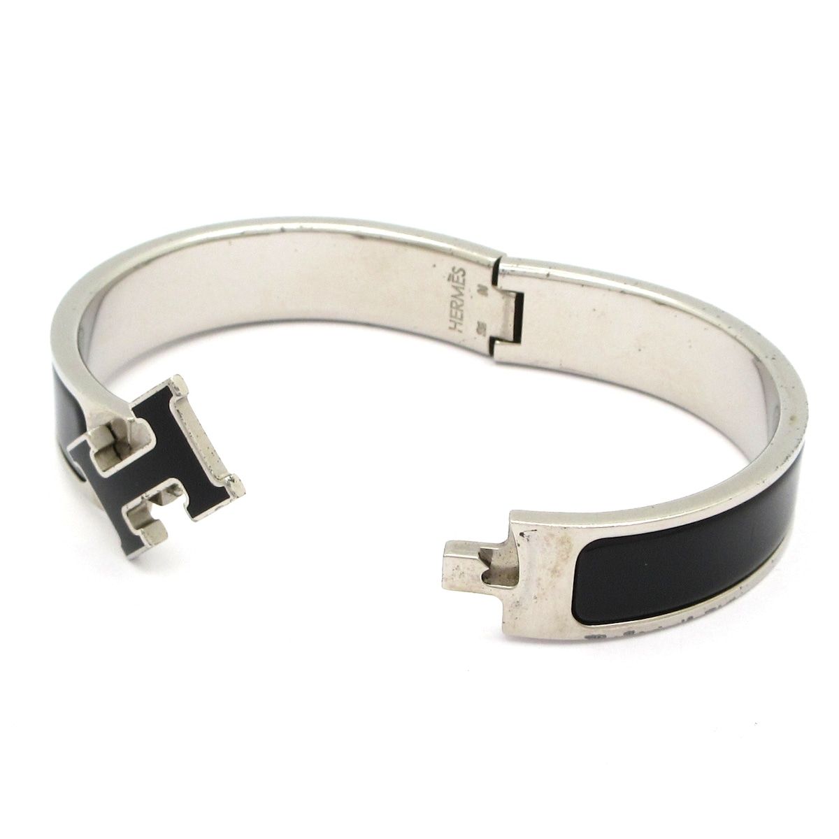 Hermes Bangle Click Silver Black Bracelet — view 5