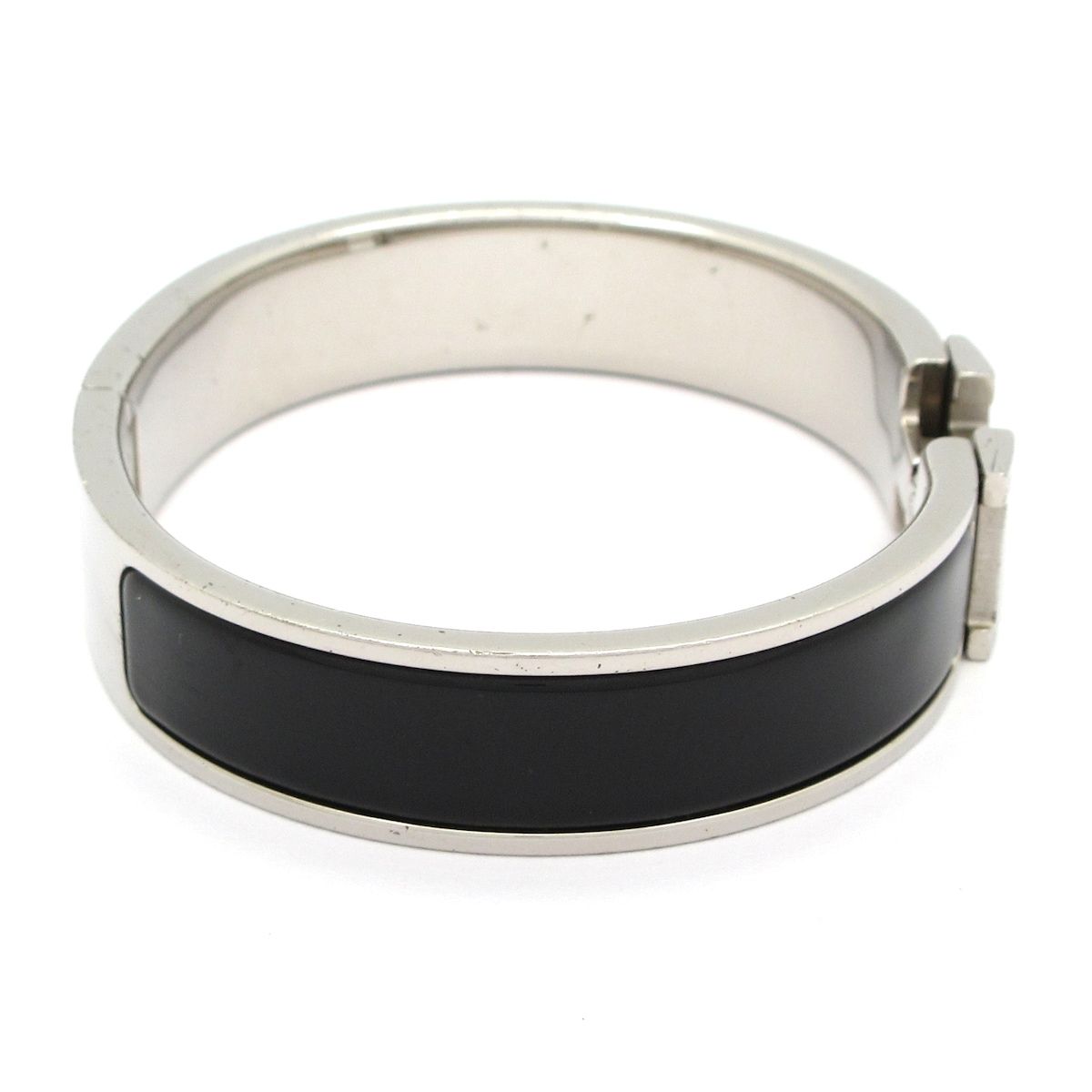 Hermes Bangle Click Silver Black Bracelet — view 2