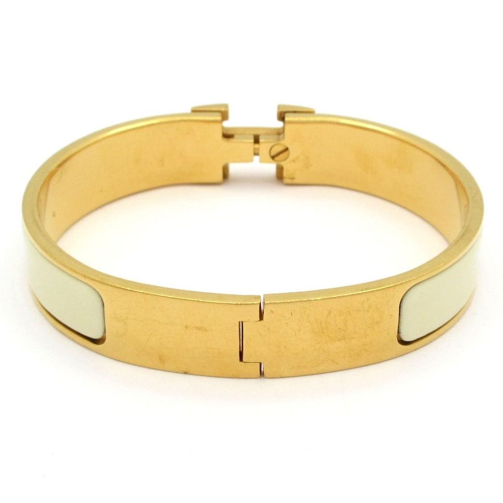 Hermes Bangle Click Gold Ivory Bracelet — view 3