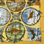 Hermes Carre 90 les Quatre Saisons Four Seasons Silk Scarf Yellow — view 4