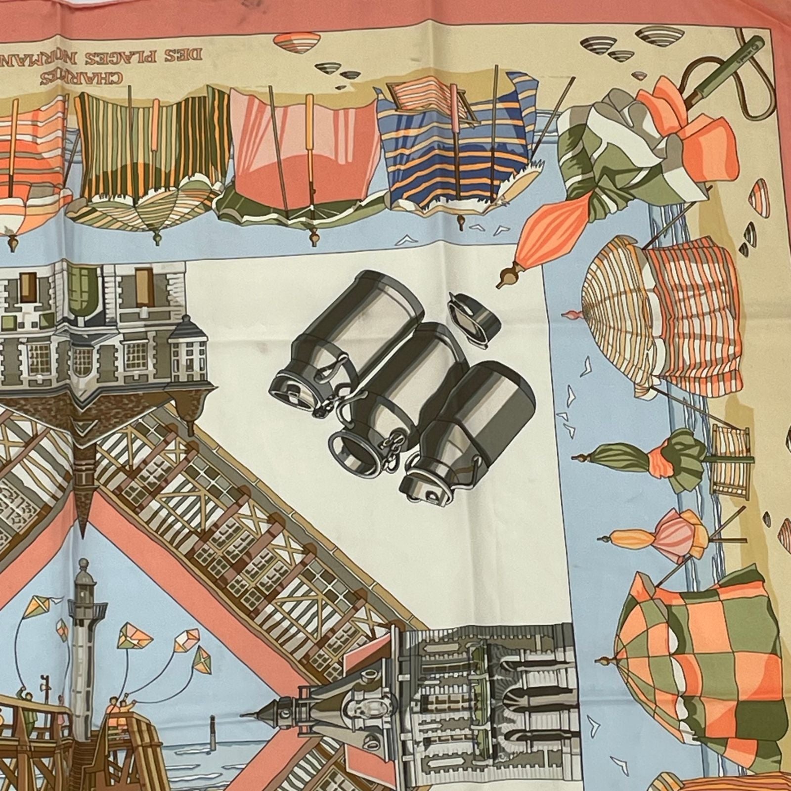Hermes Scarf Silk Carre 90 Charmes Des Plages Normandes Normandy Coast Charm — view 3