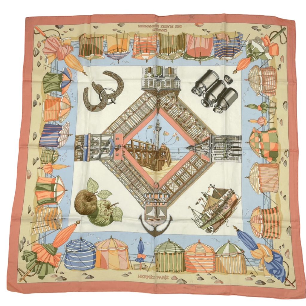 Hermes Scarf Silk Carre 90 Charmes Des Plages Normandes Normandy Coast Charm