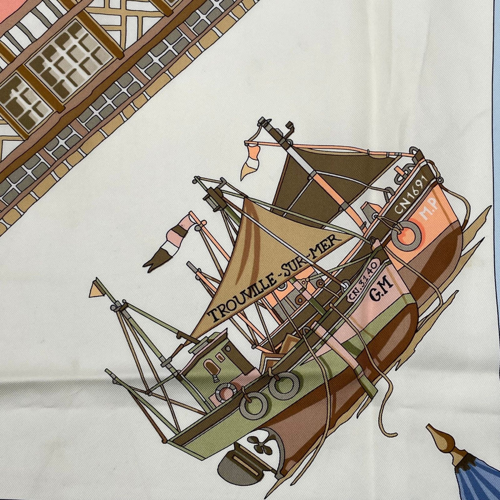Hermes Scarf Silk Carre 90 Charmes Des Plages Normandes Normandy Coast Charm — view 6