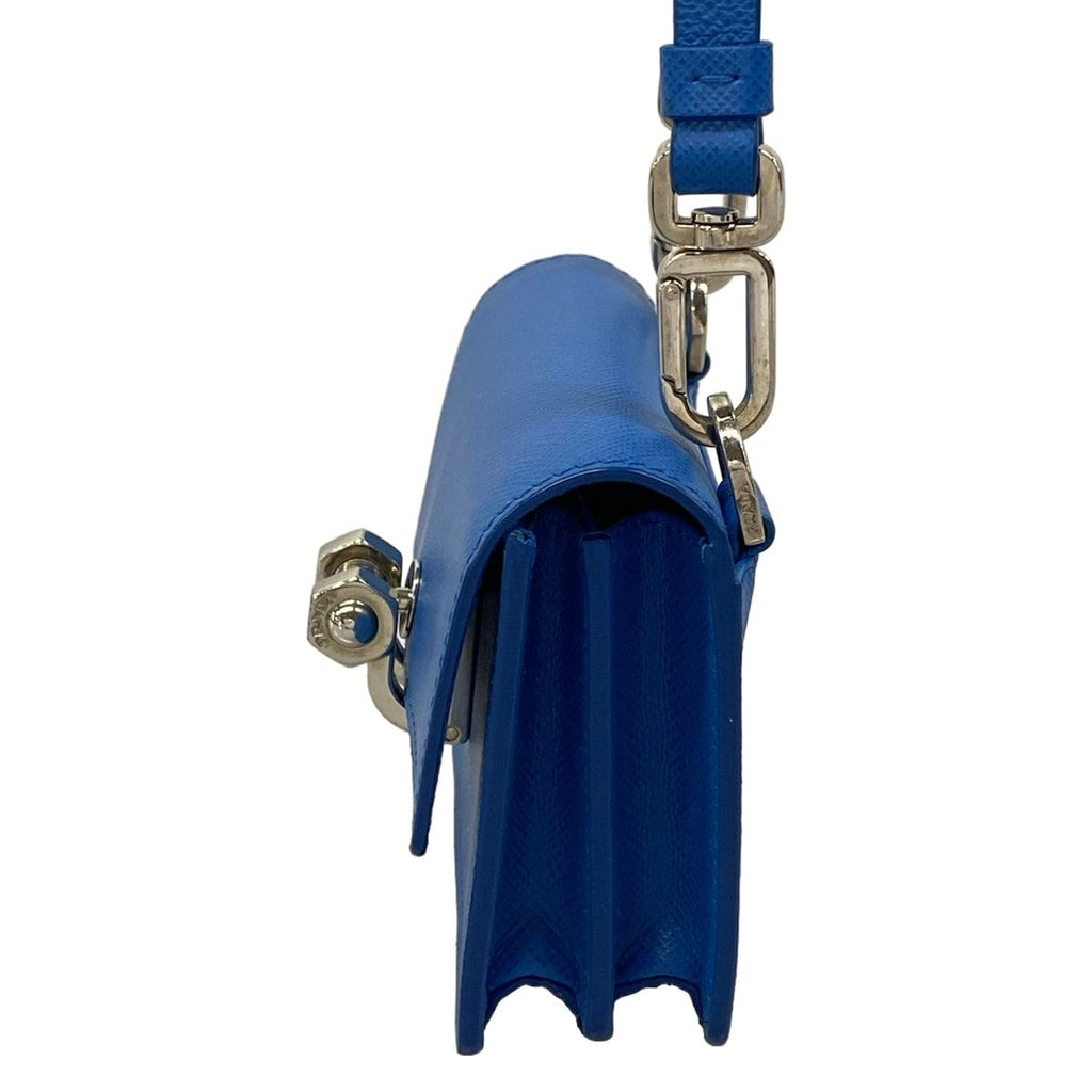 Prada Shoulder Bag Blue with Detachable Strap Leather — view 4