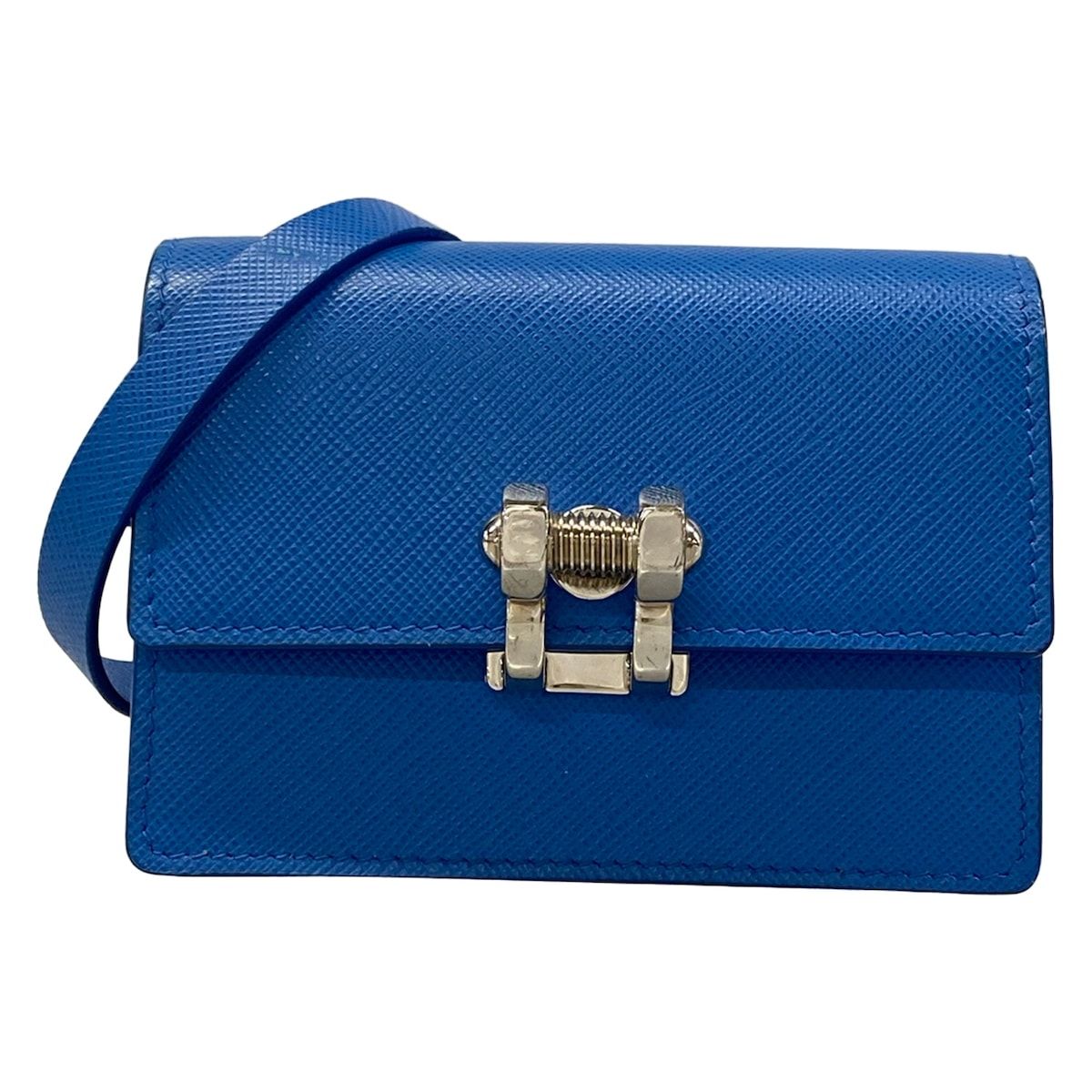 Prada Shoulder Bag Blue with Detachable Strap Leather
