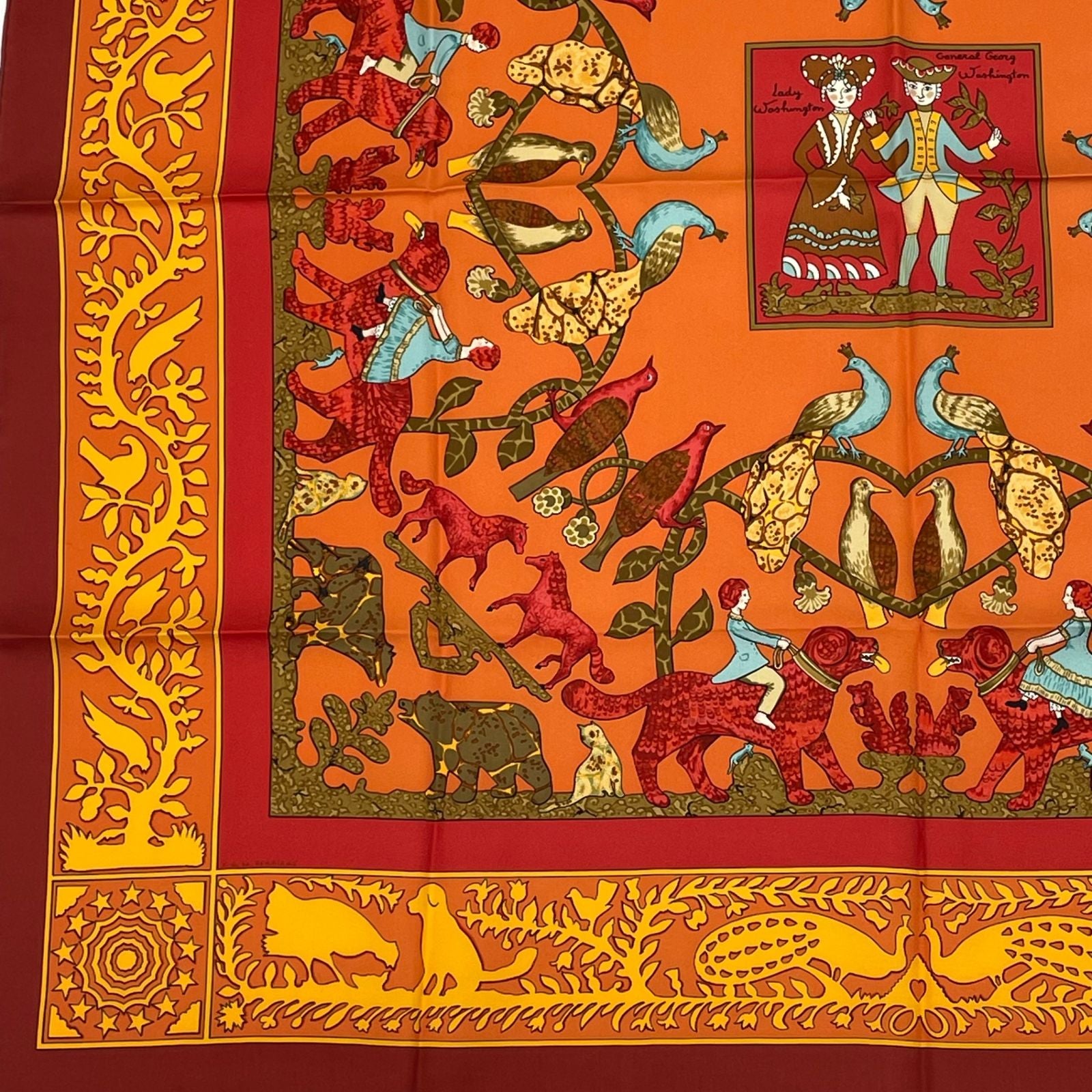Hermes Carre 90 Early America Vintage Animal Print Scarf Silk — view 4