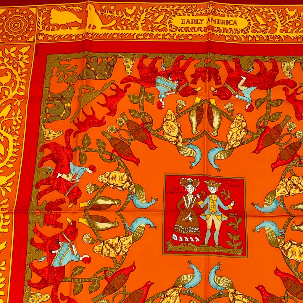 Hermes Carre 90 Early America Vintage Animal Print Scarf Silk — view 2