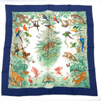Hermes Scarf Carre 90 Equateur Red Road Under The Animal Bird All Over Pattern