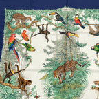 Hermes Scarf Carre 90 Equateur Red Road Under The Animal Bird All Over Pattern