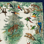 Hermes Scarf Carre 90 Equateur Red Road Under the Animal Bird All Over Pattern — view 4