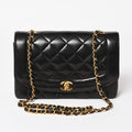 Chanel Diana Quilted 25 S Flap S Chain Shoulder Bag CC Logo Lambskin Black