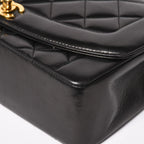Chanel Diana Quilted 25 S Flap S Chain Shoulder Bag CC Logo Lambskin Black — view 6