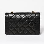 Chanel Diana Quilted 25 S Flap S Chain Shoulder Bag CC Logo Lambskin Black — view 2