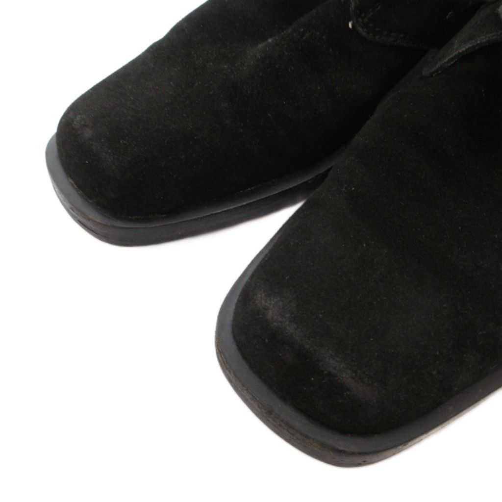 Chanel Lace Up Shoes Logo CC Suede 35.5 Black — view 3