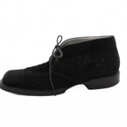 Chanel Lace Up Shoes Logo CC Suede 35.5 Black — view 2
