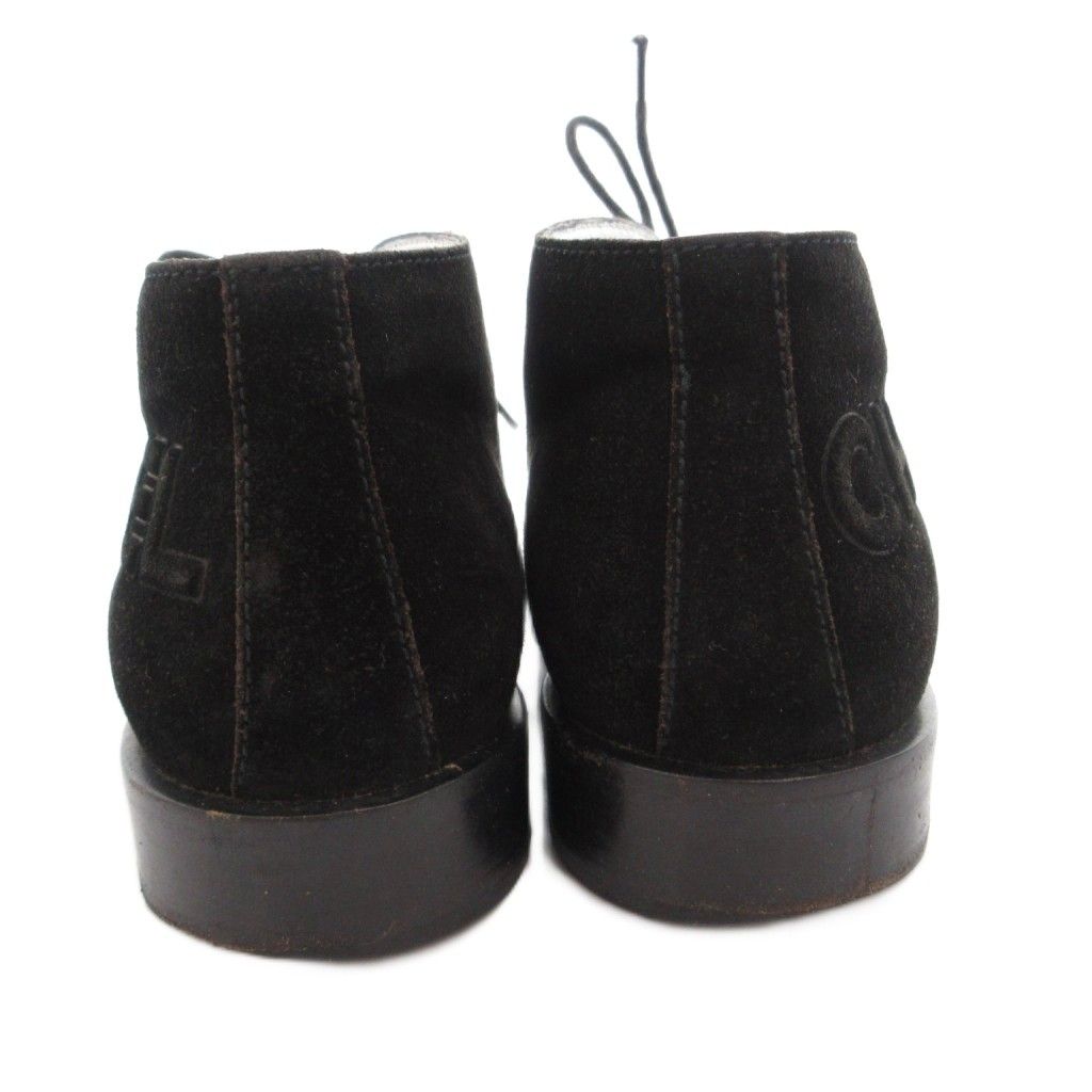 Chanel Lace Up Shoes Logo CC Suede 35.5 Black — view 5