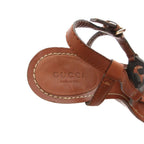 Gucci Wedge Sole Sandals Strap Logo Leather 38.5 Brown — view 7