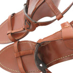 Gucci Wedge Sole Sandals Strap Logo Leather 38.5 Brown — view 8