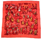 Hermes Carre 90 Concerto Red Silk 100% Scarf