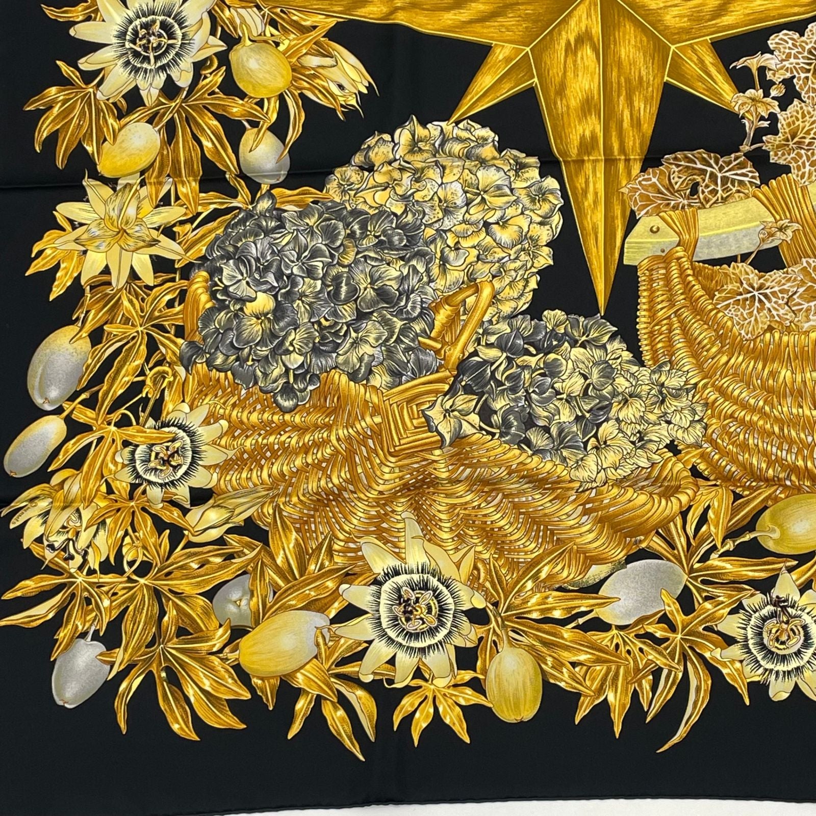 Hermes Carre 90 Passiflores Passion Flower Black Silk 100% Scarf — view 4