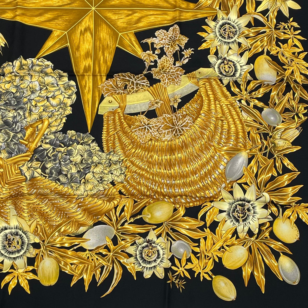 Hermes Carre 90 Passiflores Passion Flower Black Silk 100% Scarf — view 5