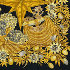 Hermes Carre 90 Passiflores Passion Flower Black Silk 100% Scarf — view 5