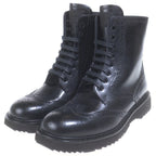 Prada Sport Wingtip Side Zip Leather Lace Up Boots Black — view 2