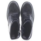 Prada Sport Wingtip Side Zip Leather Lace Up Boots Black — view 4