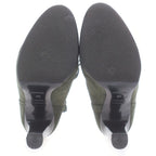 Hermes Medallion Lace Up Heels Short Boots Khaki Suede Shoes — view 5