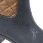 Chanel Quilted CC Logo Leather Rubber Long Rain Boots Shoes Black Brown — view 6