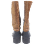 Chanel Quilted CC Logo Leather Rubber Long Rain Boots Shoes Black Brown — view 3
