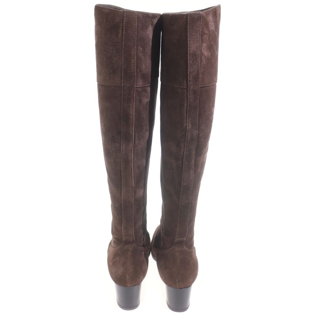 Hermes Suede Leather Heels Long Boots Shoes Brown — view 3