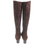 Hermes Suede Leather Heels Long Boots Shoes Brown — view 3