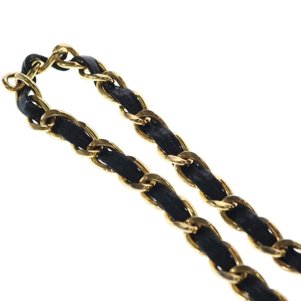Chanel CC Logo Coin Chain Leather Belt Gold Black — view 6