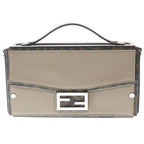 Fendi Bucket Soft Trunk 2-Way Shoulder Bag Beige Brown Leather Silver