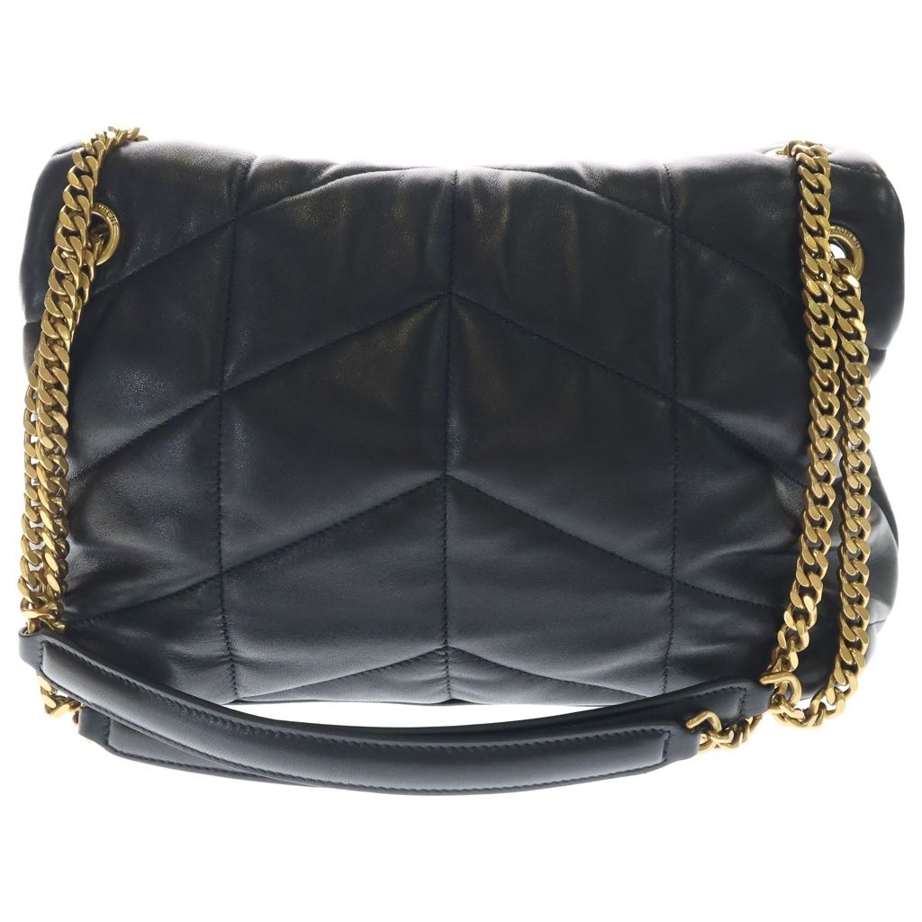 Saint Laurent Paris Loulou Puffer Chain Shoulder Bag Black Leather Lambskin Gold — view 2