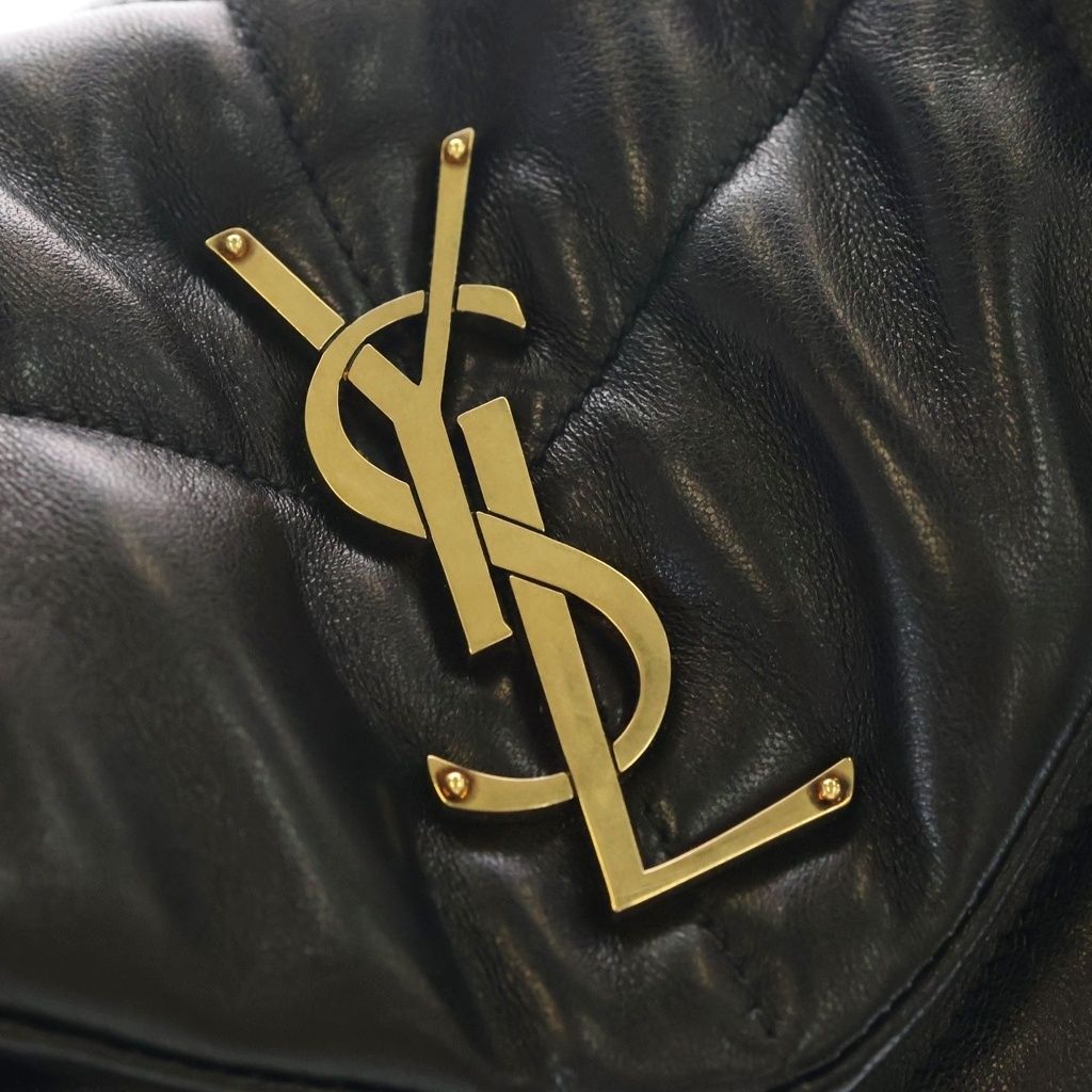 Saint Laurent Paris Loulou Puffer Chain Shoulder Bag Black Leather Lambskin Gold — view 6