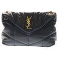 Saint Laurent Paris Loulou Puffer Chain Shoulder Bag Black Leather Lambskin Gold