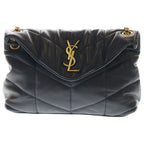 Saint Laurent Paris Loulou Puffer Chain Shoulder Bag Black Leather Lambskin Gold