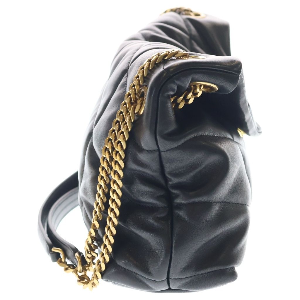 Saint Laurent Paris Loulou Puffer Chain Shoulder Bag Black Leather Lambskin Gold — view 3