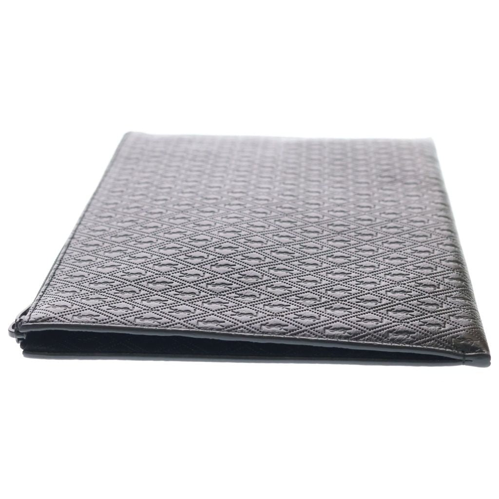 Saint Laurent Paris YSL Monogram Clutch Black Leather Silver — view 3