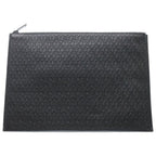 Saint Laurent Paris YSL Monogram Clutch Black Leather Silver
