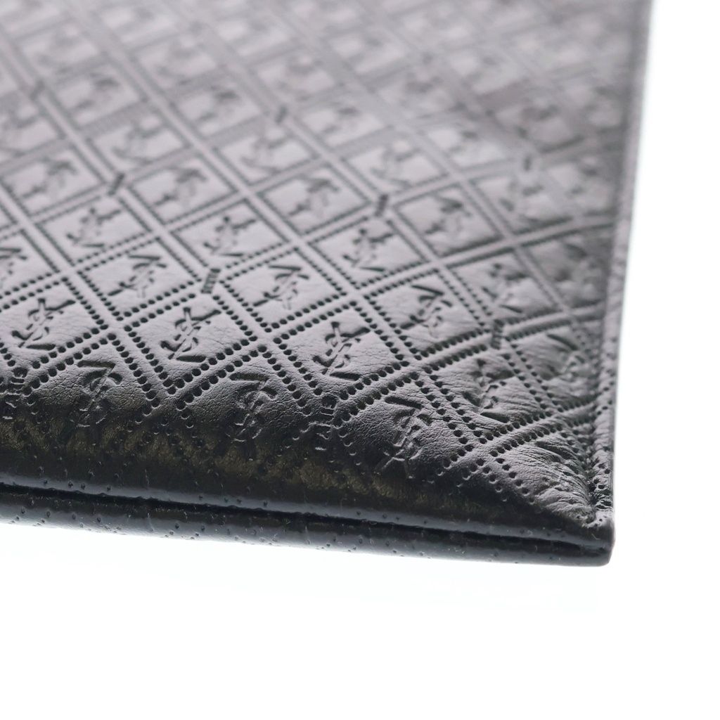 Saint Laurent Paris YSL Monogram Clutch Black Leather Silver — view 5