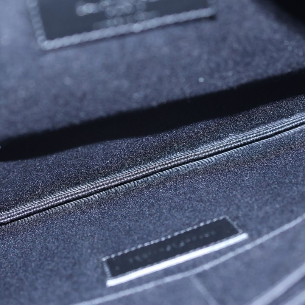 Saint Laurent Paris YSL Monogram Clutch Black Leather Silver — view 6
