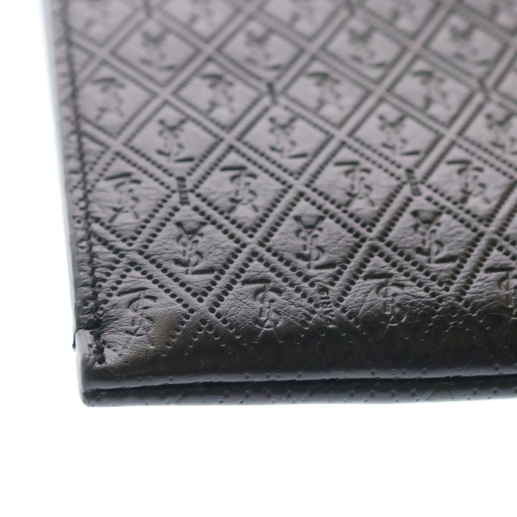 Saint Laurent Paris YSL Monogram Clutch Black Leather Silver — view 4
